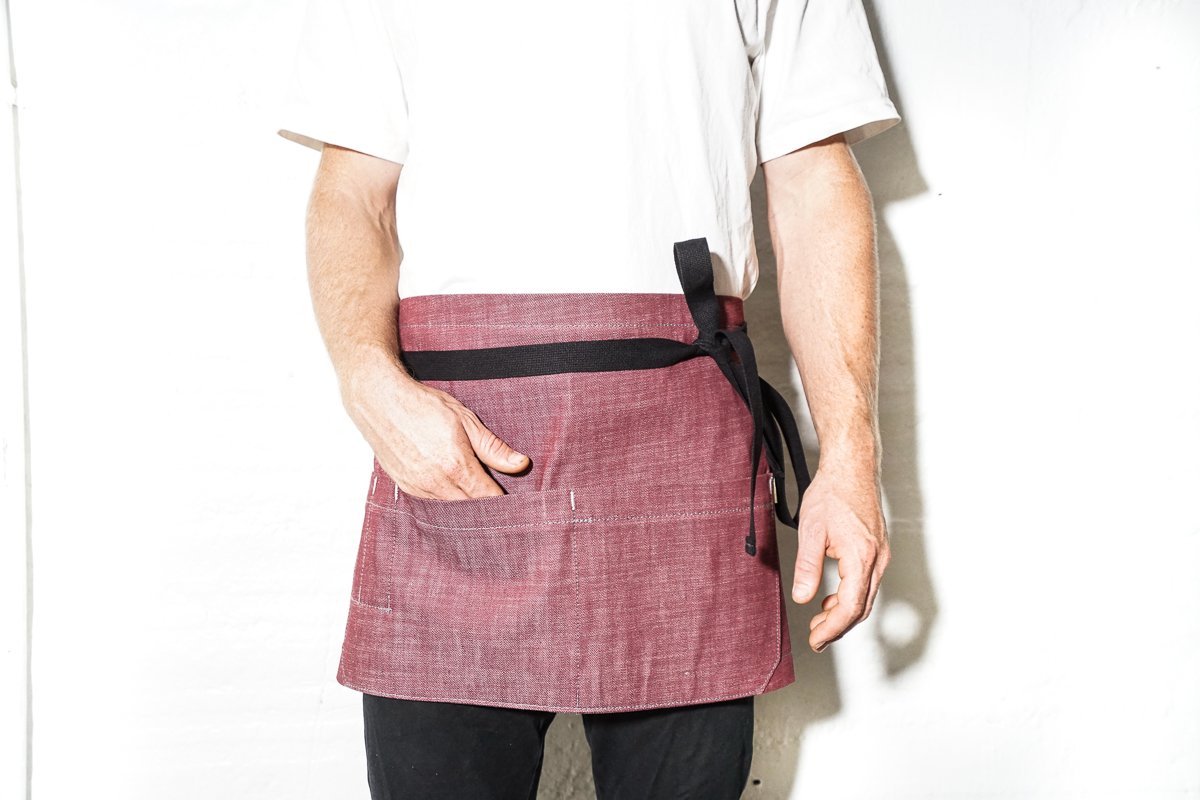 Shorty Server Apron - Burgundy - Valentich Goods