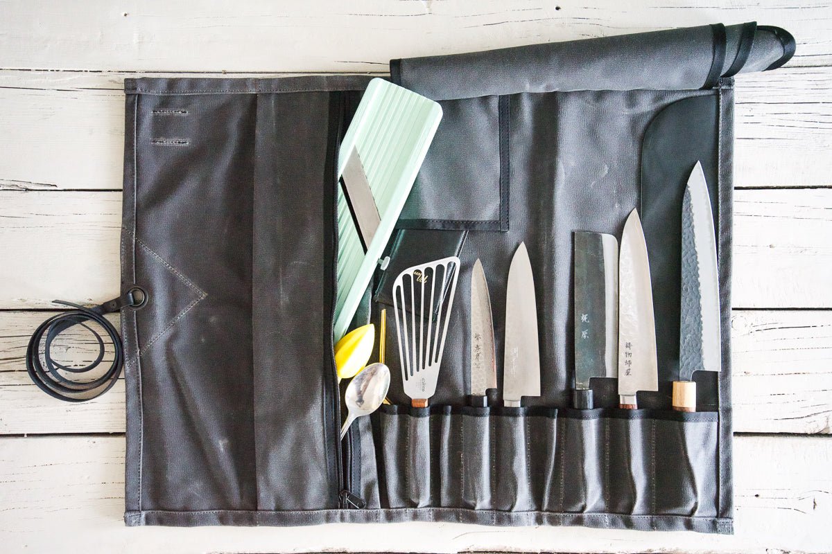 Waxed Canvas Knife Roll 