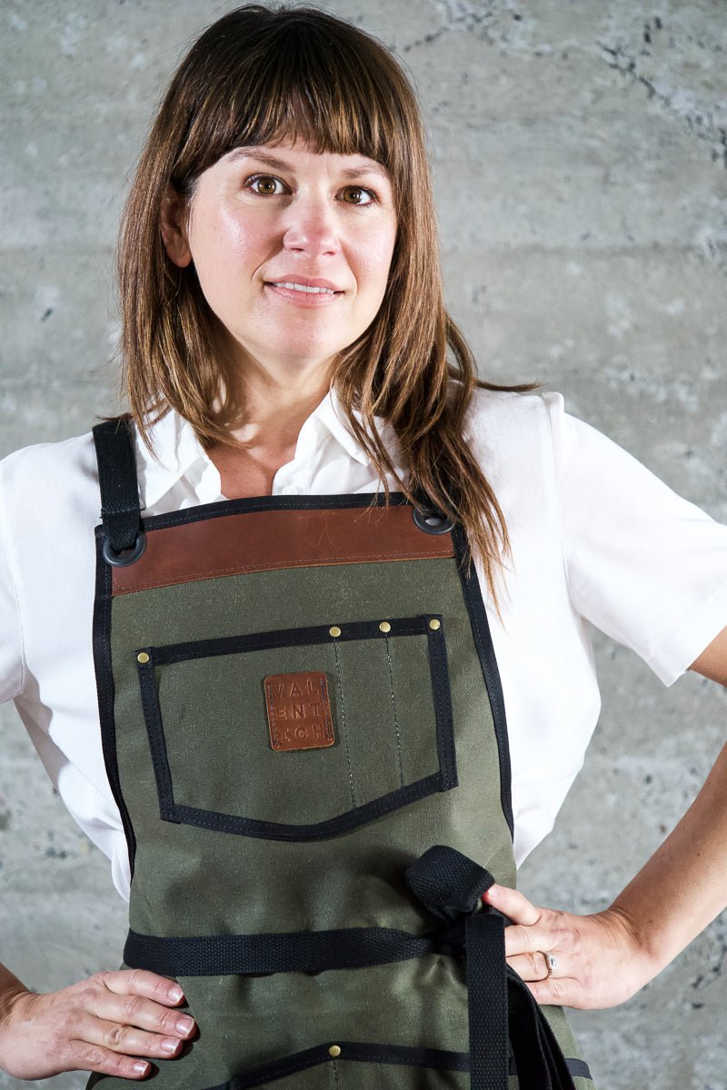 Waxed Canvas Work Apron -- Artichoke - Valentich Goods