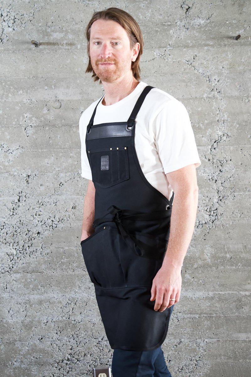 Waxed Canvas Work Apron -- Black - Valentich Goods