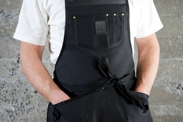 Waxed Canvas Work Apron -- Black - Valentich Goods