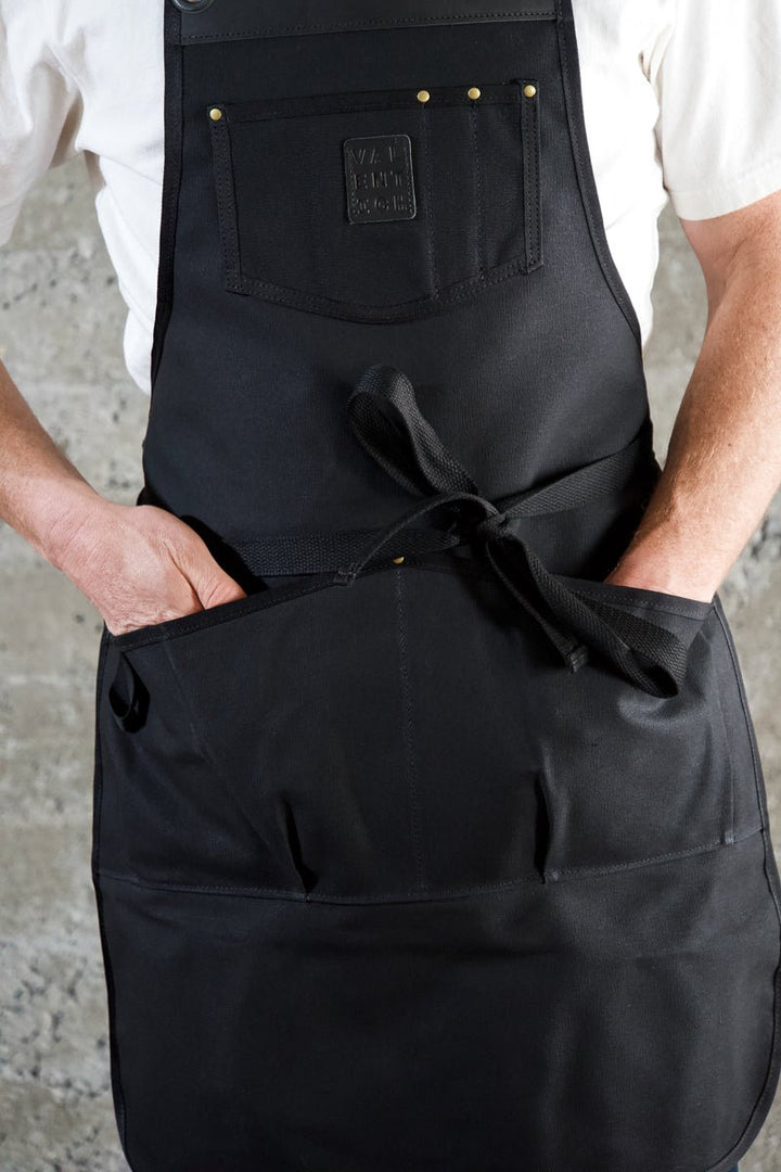 Waxed Canvas Work Apron -- Black - Valentich Goods