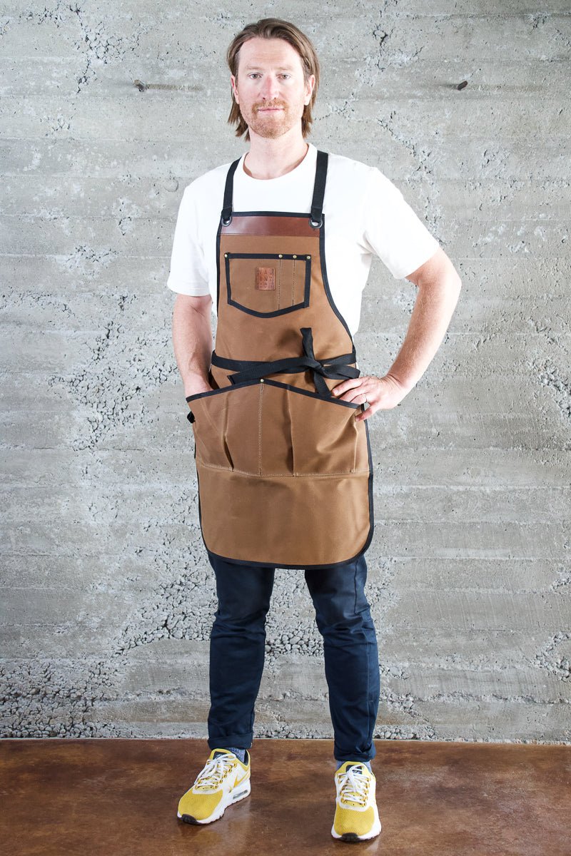 Waxed Canvas Work Apron -- Field Tan - Valentich Goods