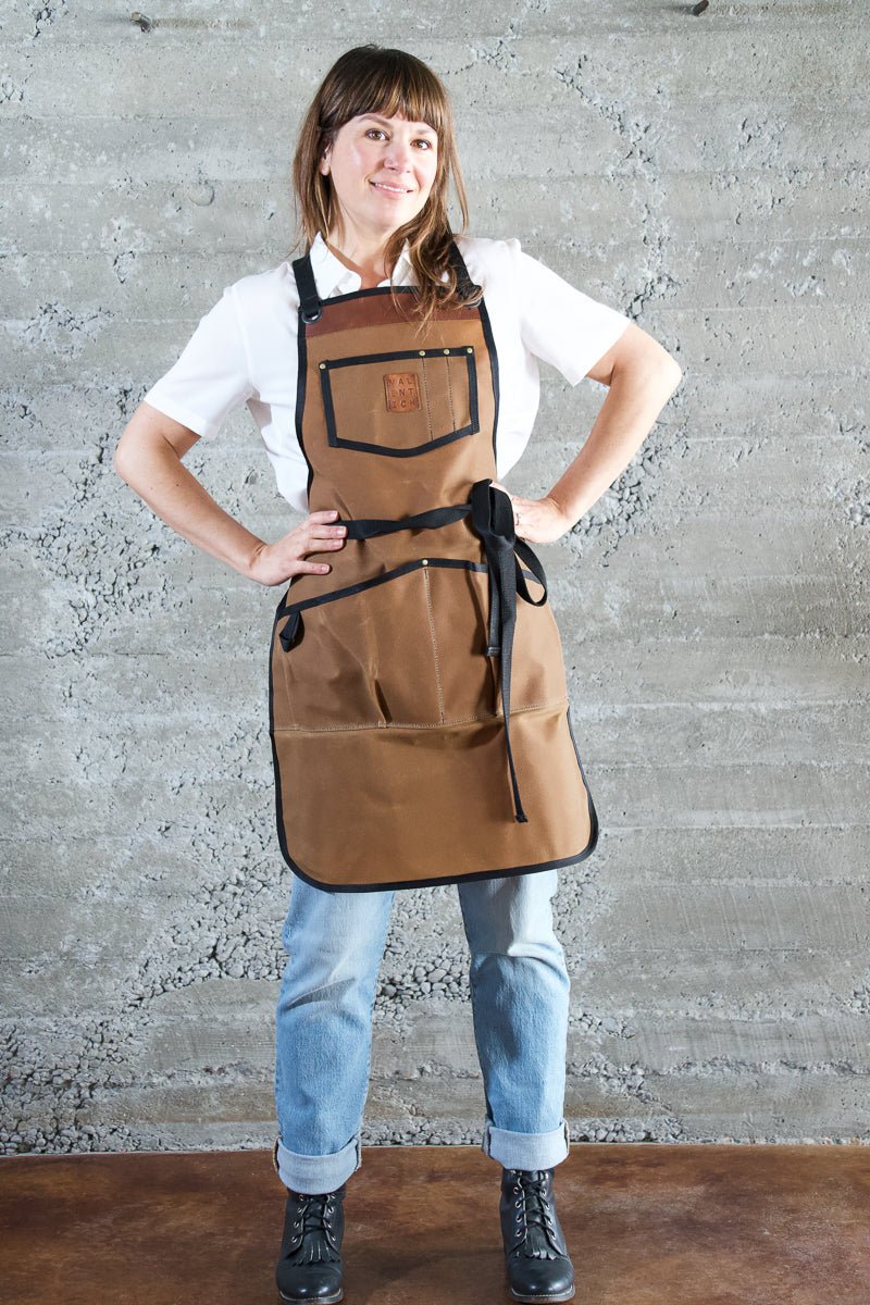 Waxed Canvas Work Apron -- Field Tan - Valentich Goods